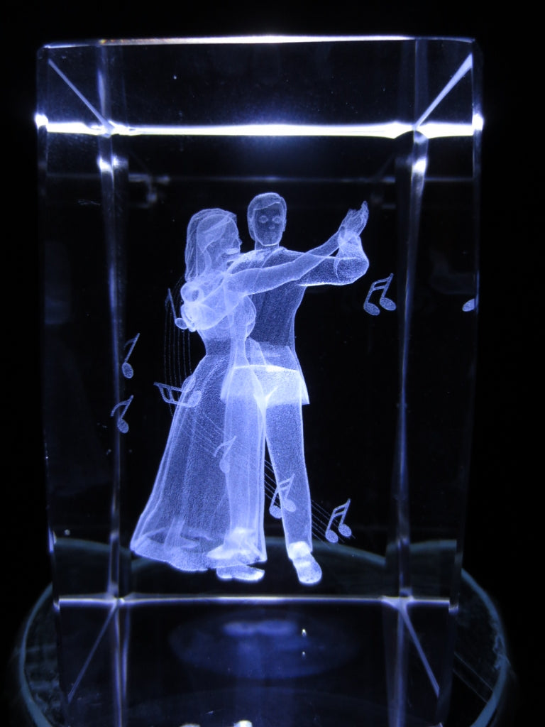 3D Kristal Lasergegraveerd Blok - Dansend paar