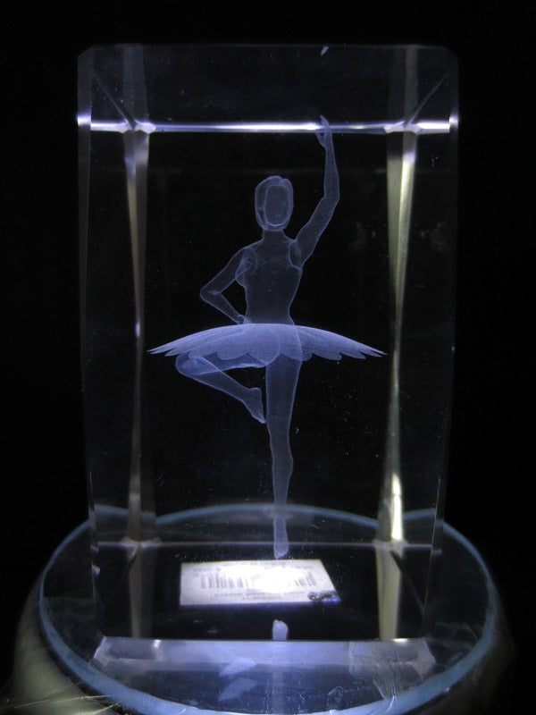 3D Kristal Lasergegraveerd Blok – Ballerina