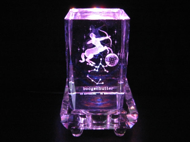 3D Kristal Lasergegraveerd Blok - Boogschutter