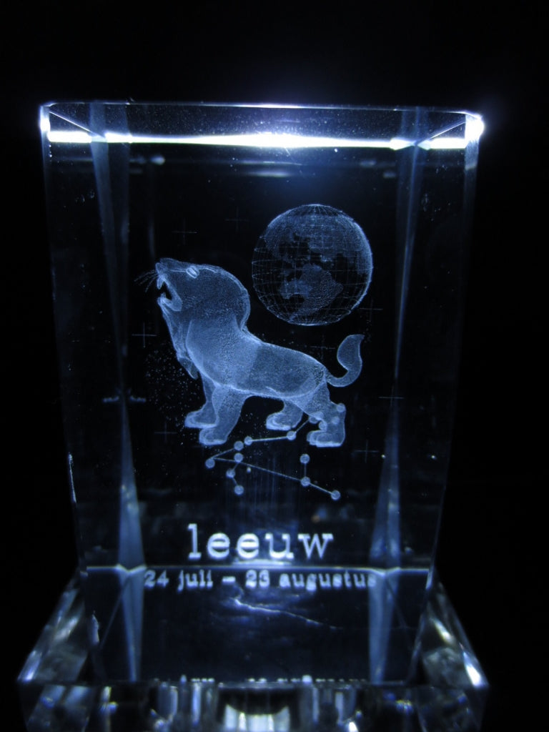 3D Kristal Lasergegraveerd Blok - Leo