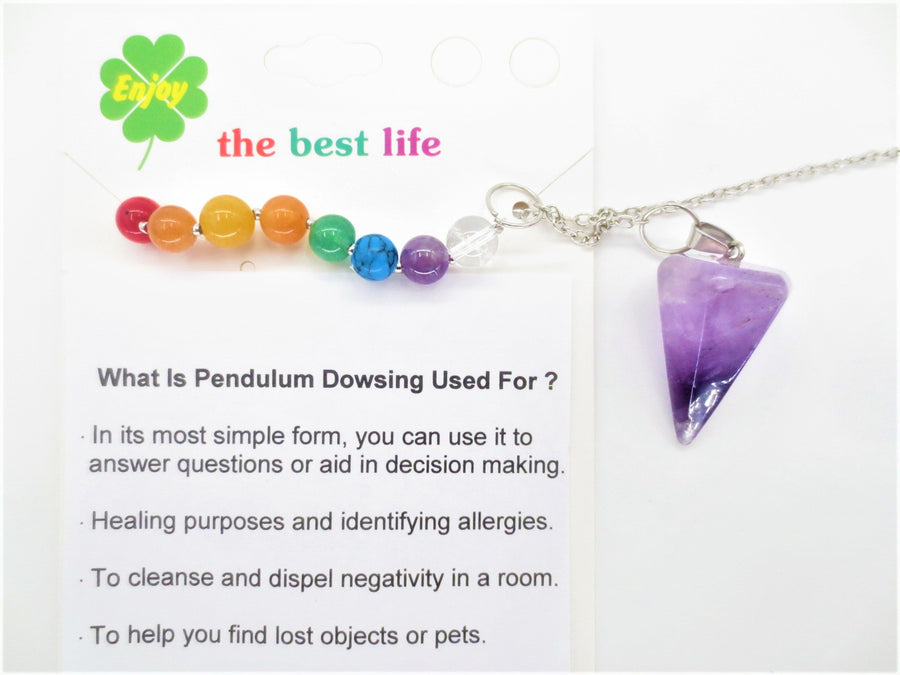 Amethyst 7 Chakra Gemstone Pendulum
