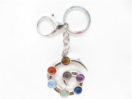 Groothandel Metaal Chakra Reiki Sleutelhanger met 7 Edelstenen