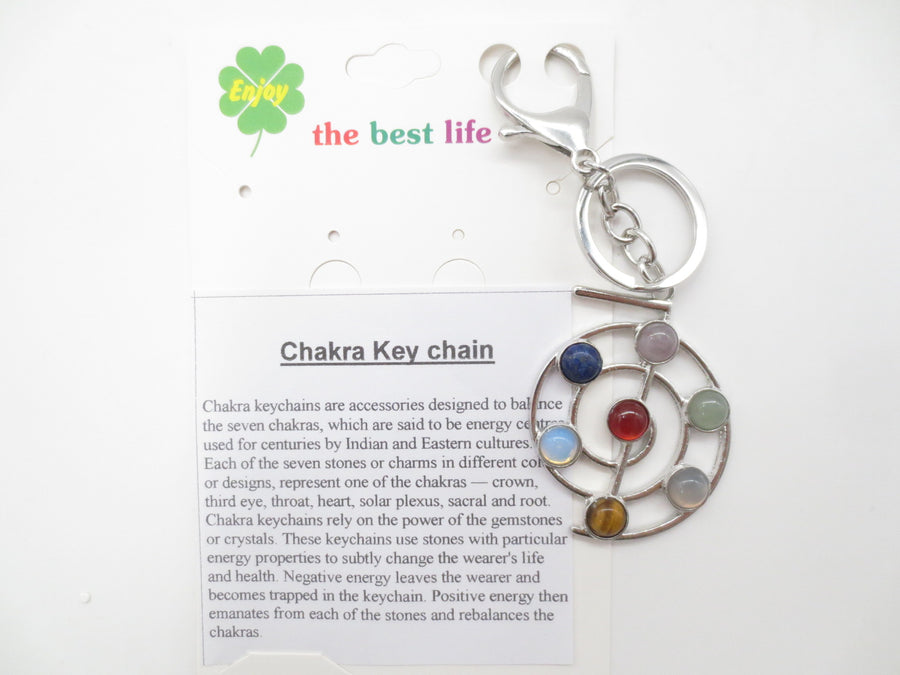 Groothandel Metaal Chakra Orb Sleutelhanger met 7 Edelstenen