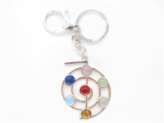 Groothandel Metaal Chakra Orb Sleutelhanger met 7 Edelstenen