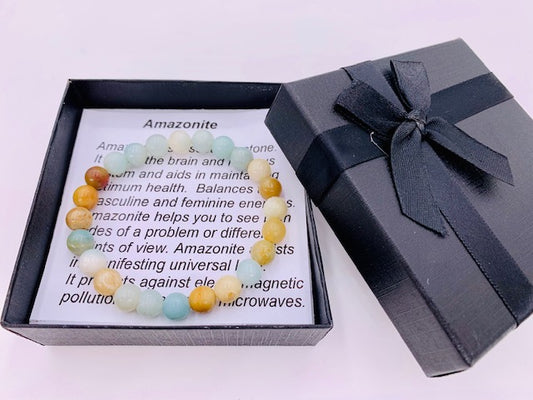8 mm Amazoniet Edelsteen Armband – Cadeaudoos Inclusief