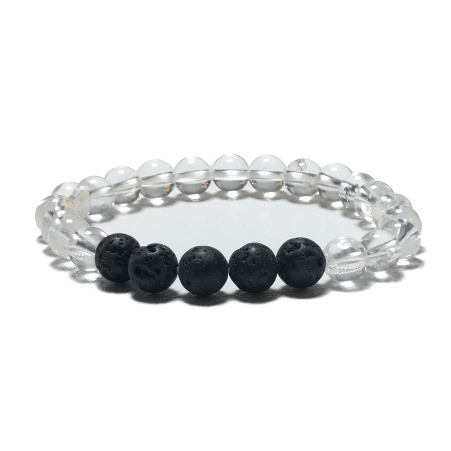 8mm Armband zonder Cadeaudoos - Bergkristal en Lavasteen