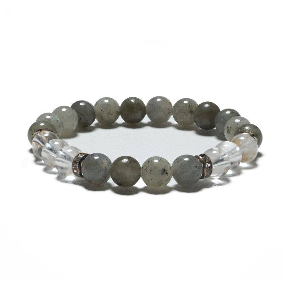 8mm Armband zonder Cadeaudoos - Labradoriet en Diamant