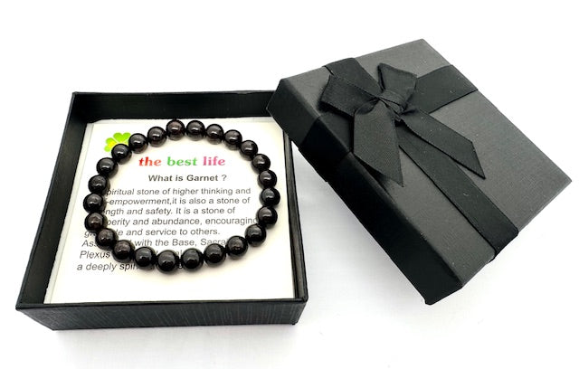 8 mm Granaat Edelsteen Armband – Cadeaudoos Inclusief