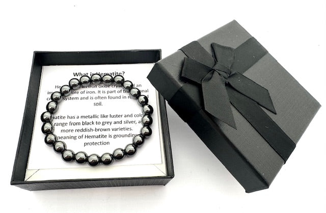 8 mm Hematiet Edelsteen Armband – Cadeaudoos Inclusief