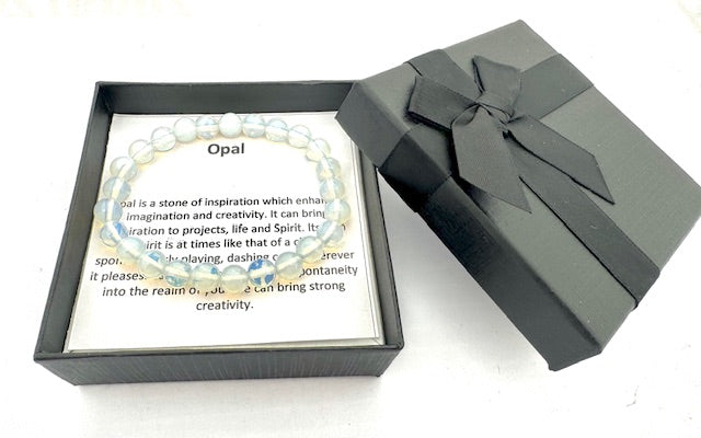 8 mm Opaal Edelsteen Armband – Cadeaudoos Inclusief