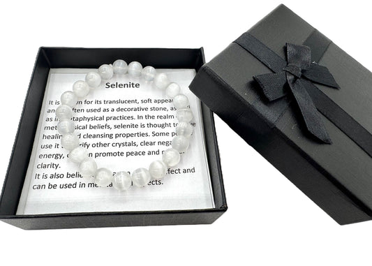 8 mm Seleniet (AA Kwaliet) Edelsteen Armband – Cadeaudoos Inclusief