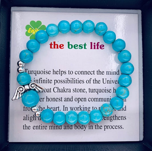 8mm Engelen Armband met Doos - Turquoise