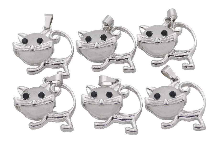 Bergkristal Kat Edelsteen Hangers (Set van 6 Stuks)