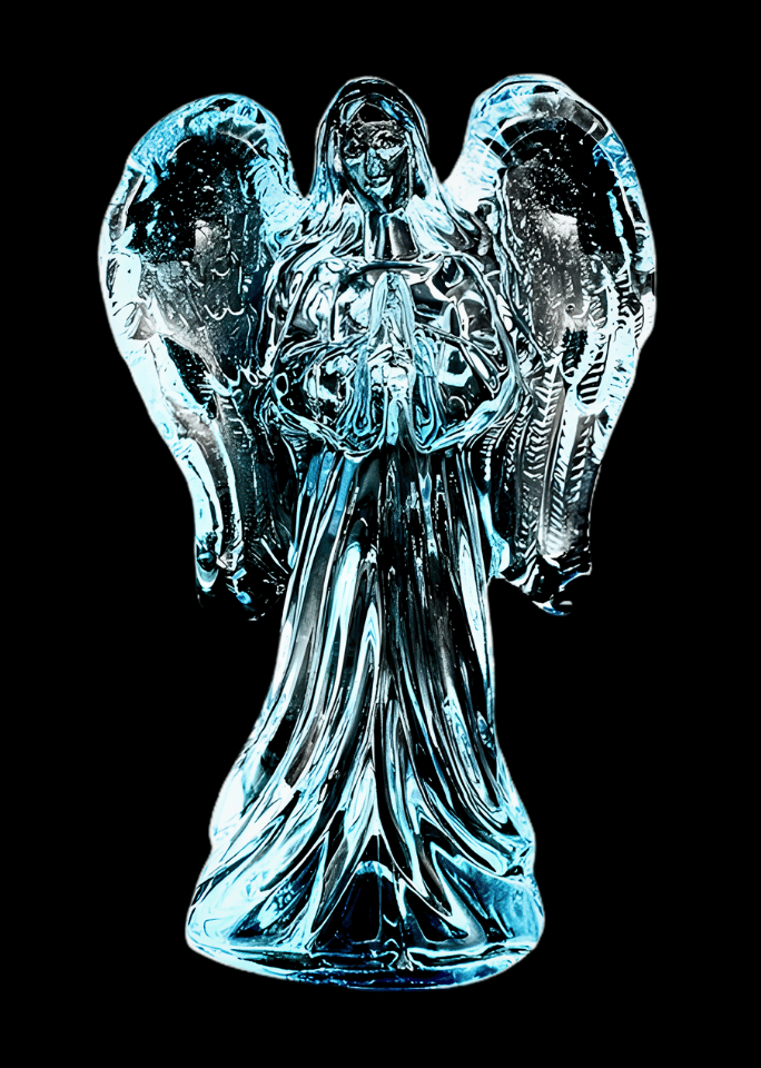 Blauwe biddende engel van kristalglas – 10,5 cm