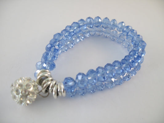 Armband met Blauwe Kristallen Kralen - Meervoudige Mode-Sieraden met Strassaccent