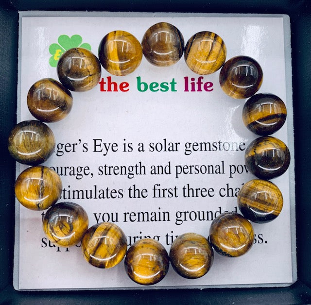 12 mm Edelsteen Armband met Cadeau Doos - Tijgeroog