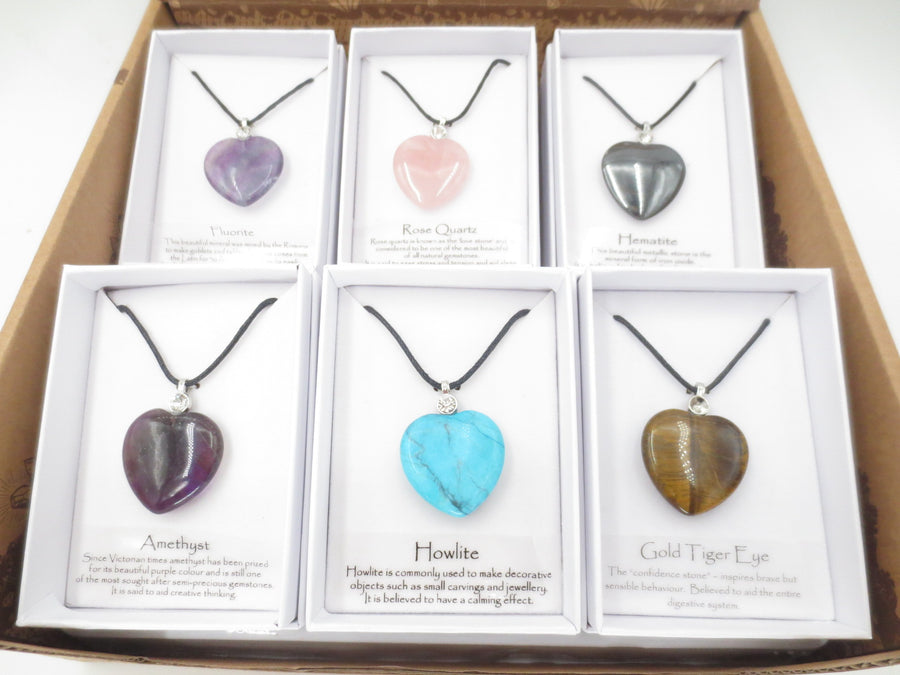 Edelsteen Hart Hangers Ketting Met Diamant Set van 12 stuks