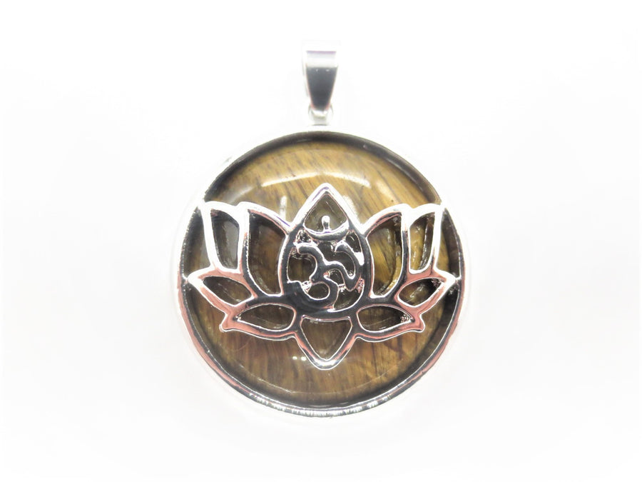Edelsteen Lotus Pendant - Tijgeroog