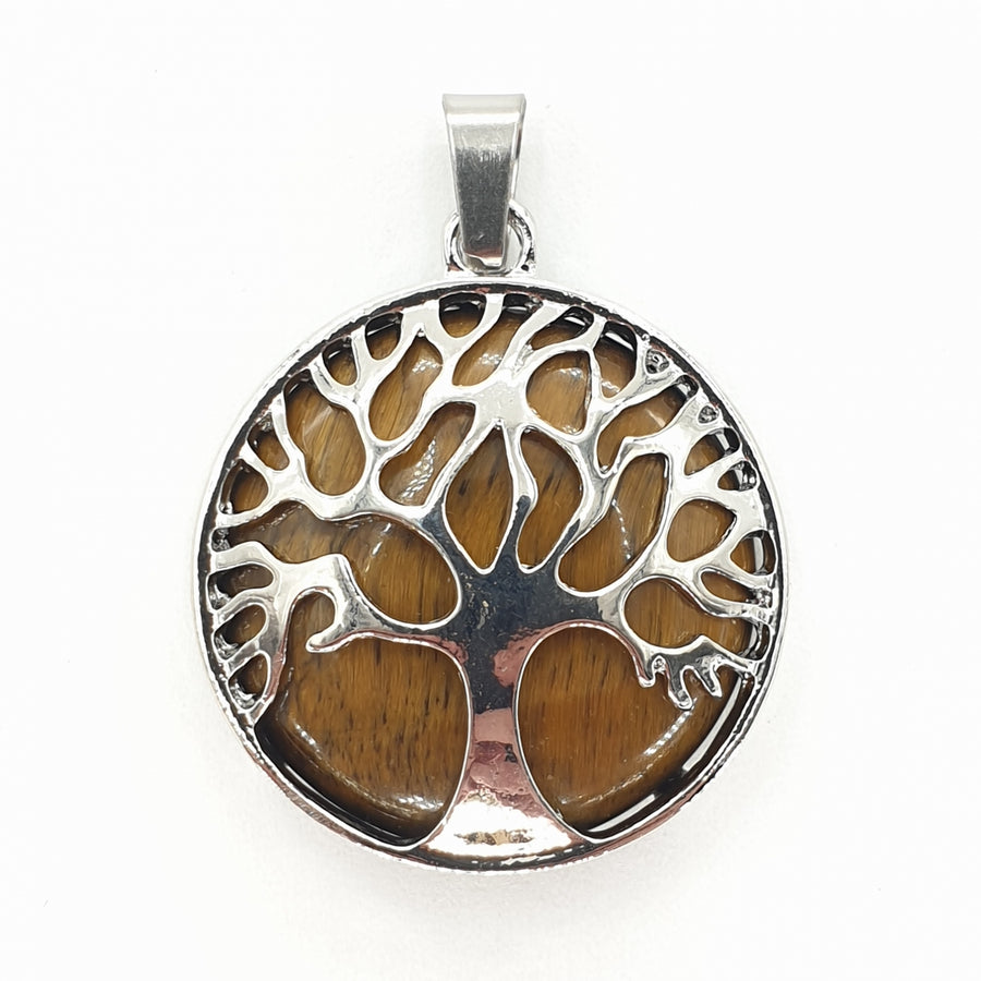 Edelsteen Tree of Life Pendant - Tijger Oog