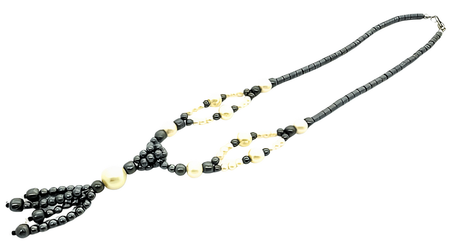 Elegante Hematiet Kralenketting met Parels
