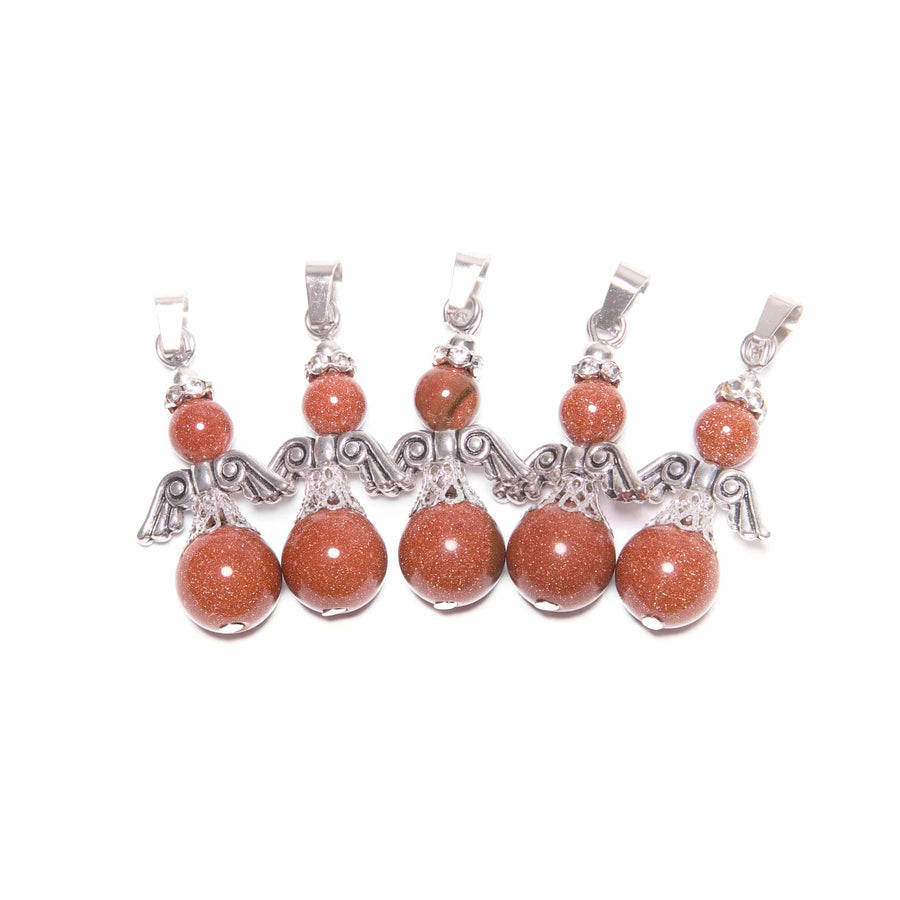 Engel Edelsteen Hanger Set (5st) - Goud Zandsteen