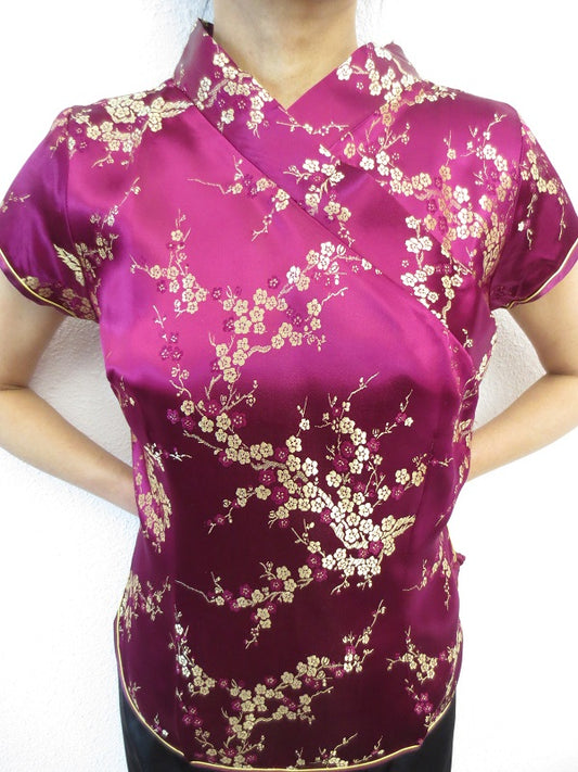 fuchsia/goud met bloesem - 40