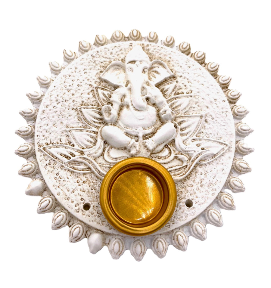 Witte Ganesh Wierookhouder voor Stokjes & Kegels Set (6 stuks)
