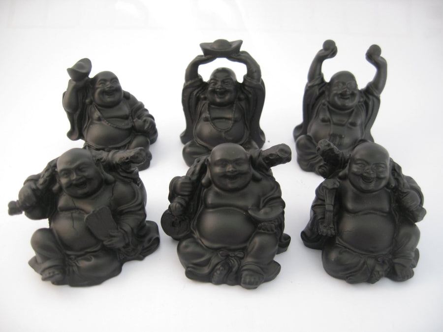 8cm Boeddha Set Zittend - Zwart (6st)
