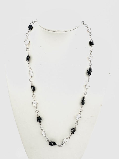 Gepolijste Edelsteen Ketting Draadgewikkeld - Onyx Milky Quartz (klein)