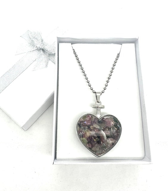Hartvormige Gemengde Kwarts Hanger met Geschenkdoos