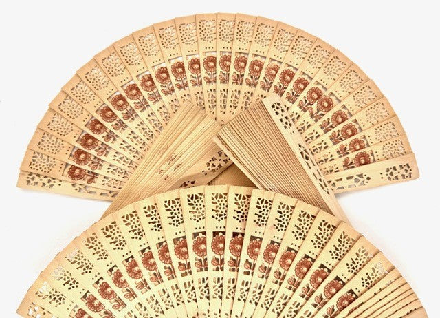 Houten Bloemen Hand Waaier (10 stuks)