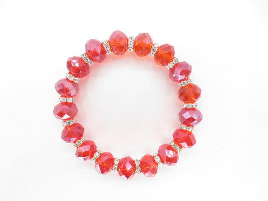 Elegante Armband met Rode Kristallen Kralen en Diamanten