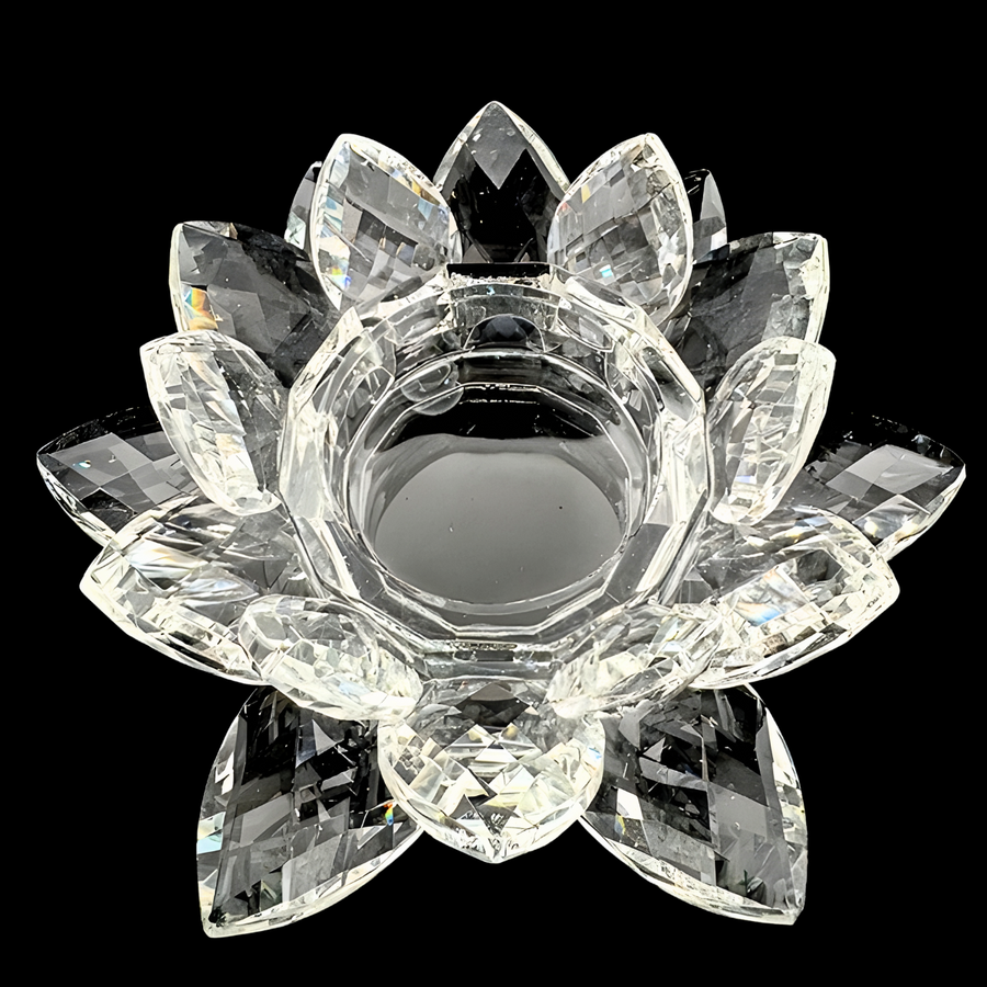 Kristal Groothandel - Theelichtje in Kristal Lotus 15 cm