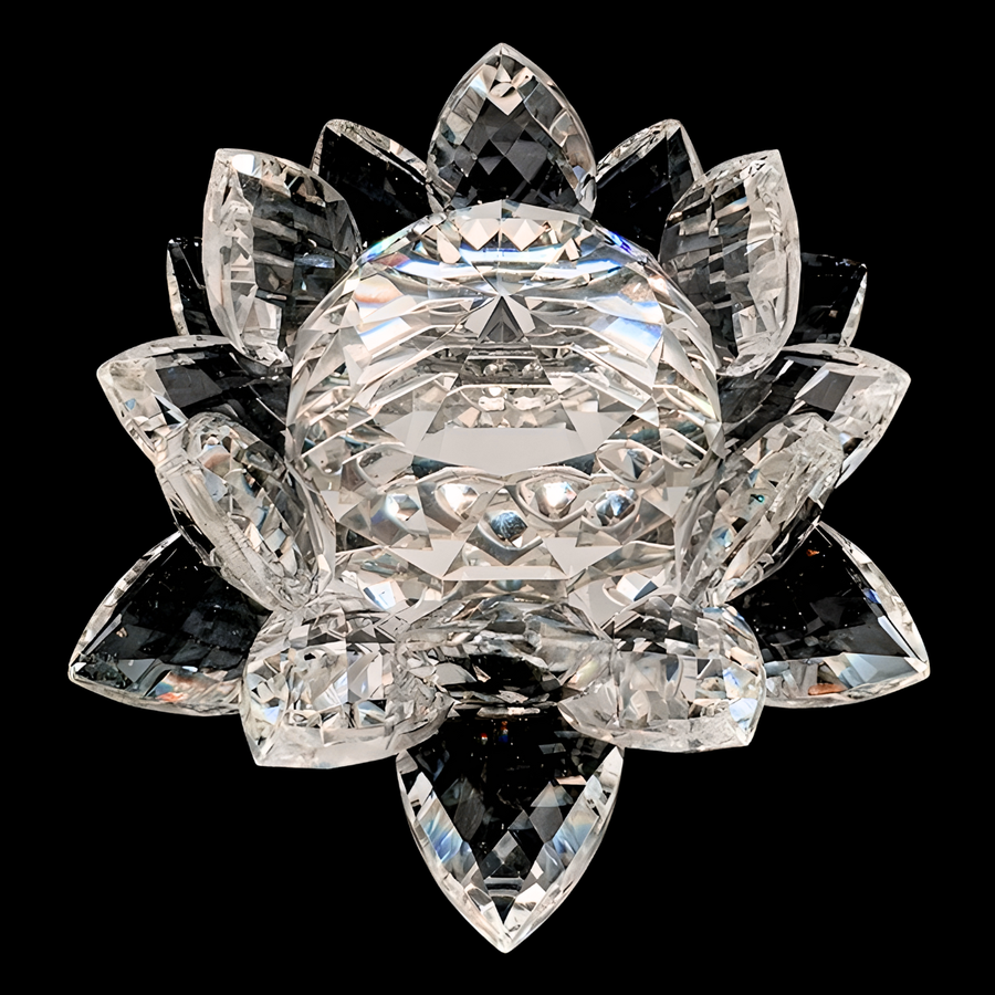 Kristallen lotus wit 13 cm (groot)