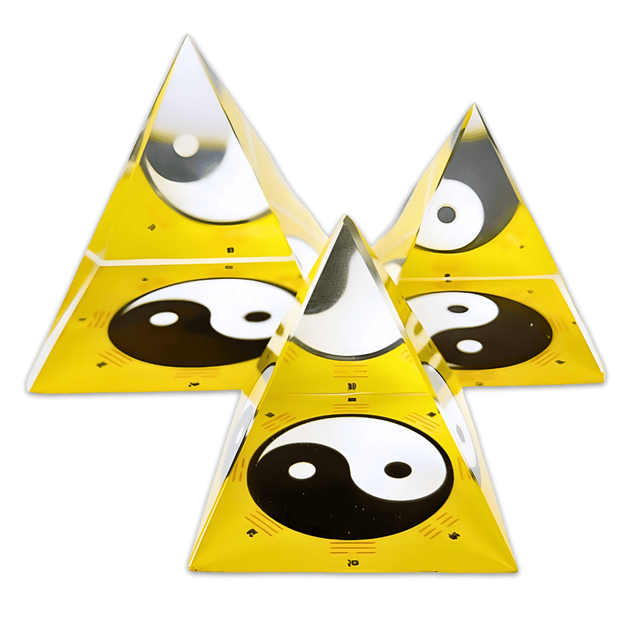 Kristalpiramide Yin Yang geel 5 × 5 cm