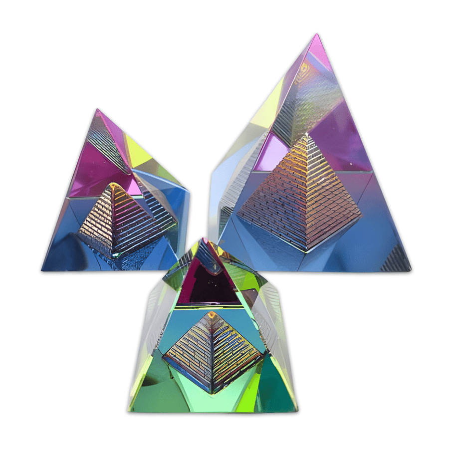 Crystal Pyramid in Pyramid Color 7 × 7 cm