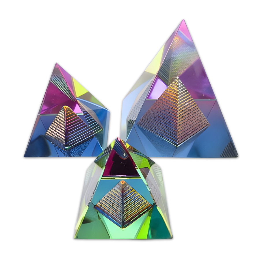 Kristalpiramide in piramide, kleurprisma 6 × 6 cm