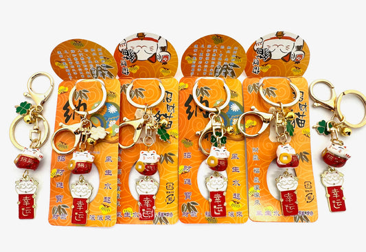 Lucky Cat Porseleinen Sleutelhangers (6 stuks)