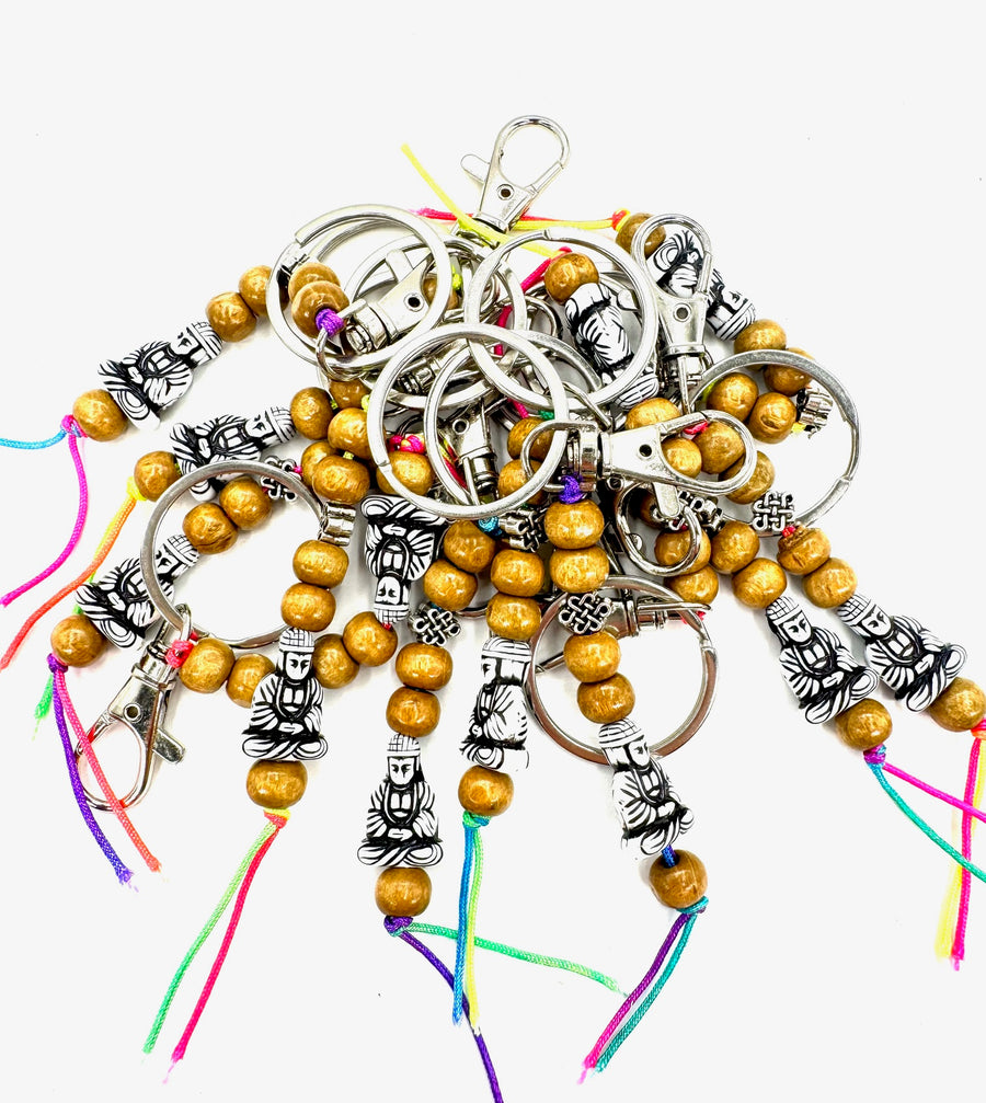 Lucky Meditation Boeddha Sleutelhangers - Zwart 12 stuks