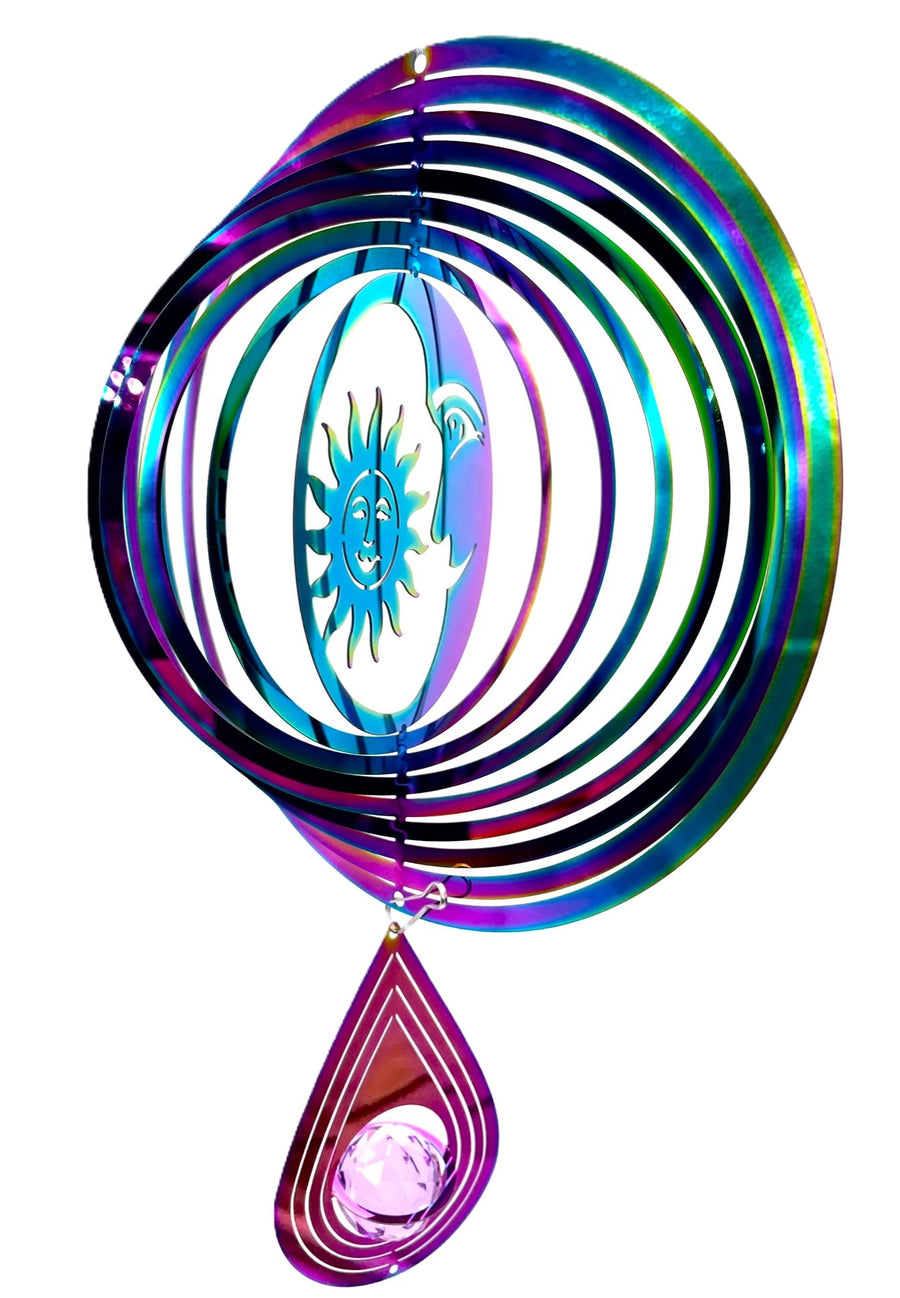 Medium Cosmo Wind Spinner Zon en Maan - Regenboog Druppel