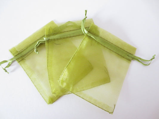 Organza Zakjes 10 x 15 cm - Olijfgroen (100st)