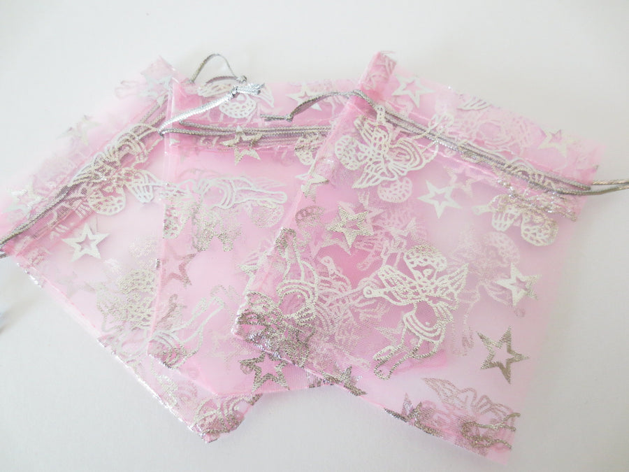 Angel organza gift bag Pink - 13cm x 20cm