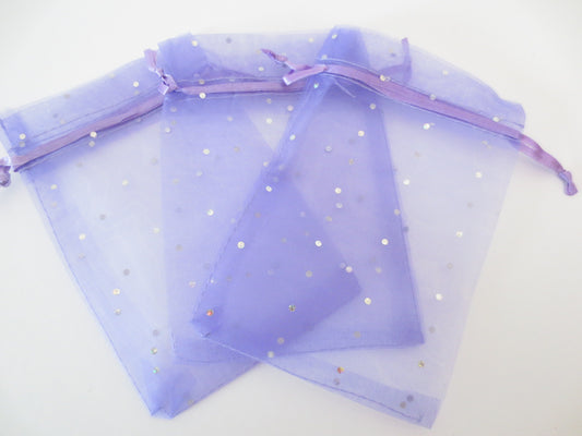 Organza Zakjes Stippeltje Lila - 13cm x 20cm