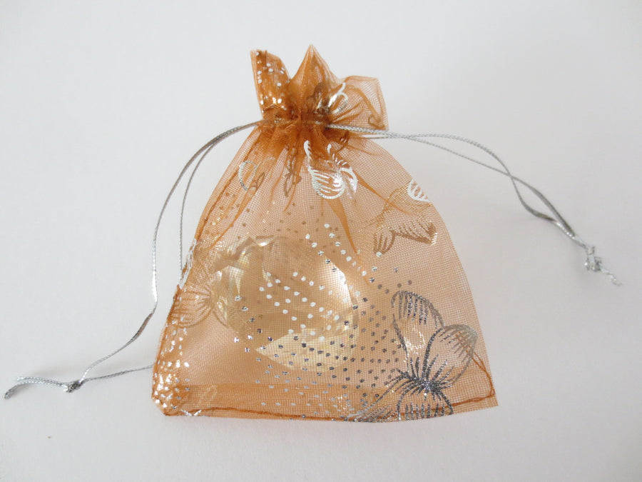 Organza zakjes vlinder Bruin - 13cm x 10cm