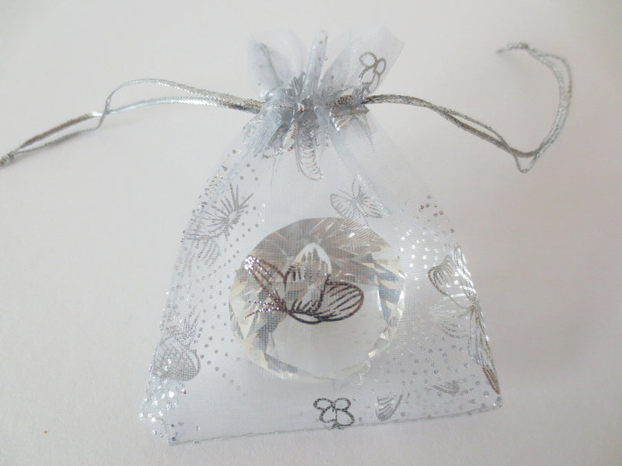 Organza zakjes vlinder Zilver - 7.5cm x 10cm