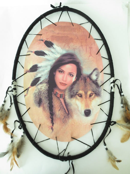 Ovale Dromenvanger Indiase Vrouw met Wolf