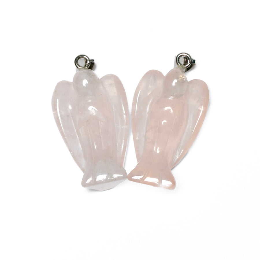 Rozenkwarts Edelsteen Engel Hanger (2 stuks)