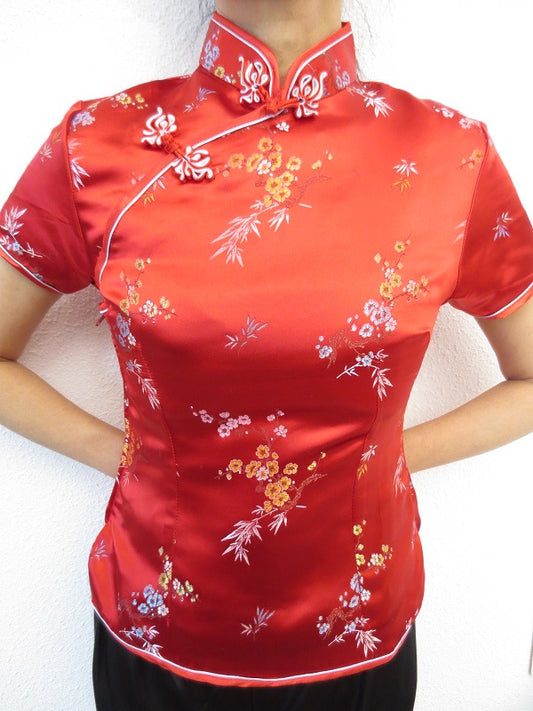 Shanghai Blouse bloesem rood - 36