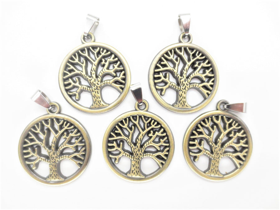 Tree of Life Pendant Set van 5 Brons
