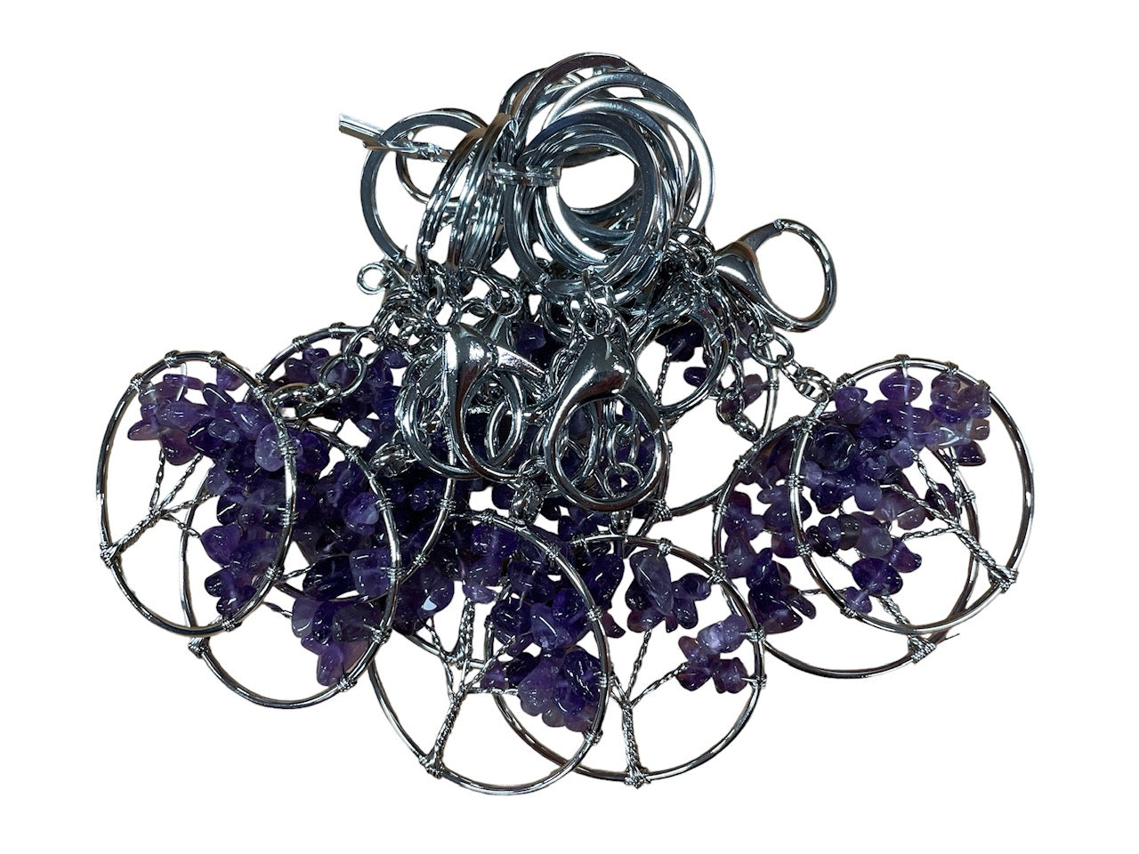 Tree of Life Sleutelhanger met Amethist Edelstenen